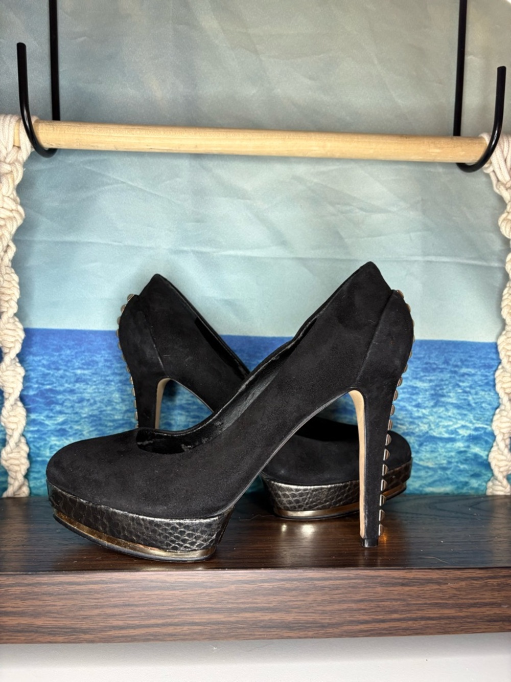 Vince Camuto Deba Black Suede Platform Pump High Heels